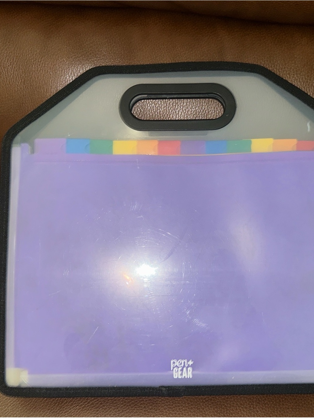 Purple Portable File Organizer with Rainbow Tabs